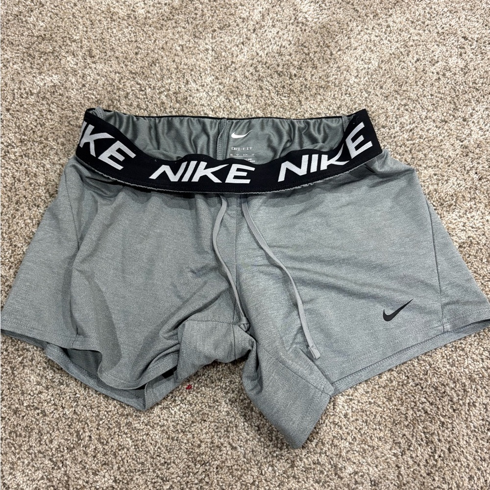 Nike Women’s Gray Athletic Shorts with Branded Waistband